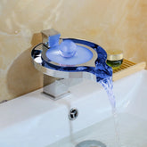 MC THE BLACK DIAMOND ZAPPO LED RGB bathroom basin sink faucet with waterfall flow, chrome finish, hot and cold water mixer tap.