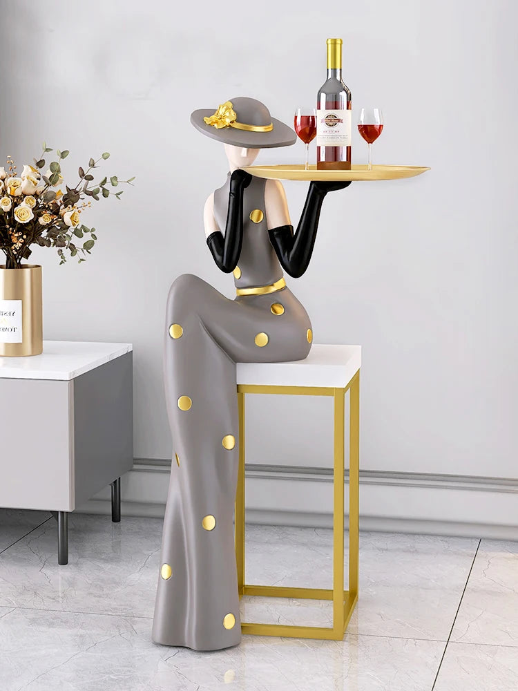 Light Luxury Art Figure Large Floor to Floor Decoration Tray Living Room foyer TV Cabinet Sofa Next to Home Decoration - https://mohammadcollection.com