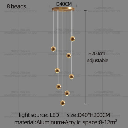 MC Modern LED Staircase Pendant Light Hanging Living Room