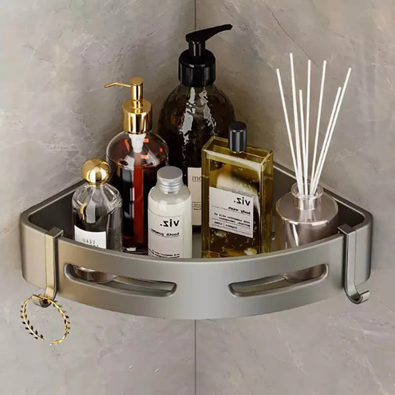 Bathroom Shelf Corner Space Aluminum Bathroom Triangle Basket Shower Room Storage Rack Wall Mounted - https://mohammadcollection.com