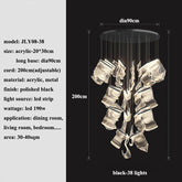Modern MC THE BLACK DIAMOND LED chandelier with sleek pendant lights, ideal for living, dining, and stairway home decor.