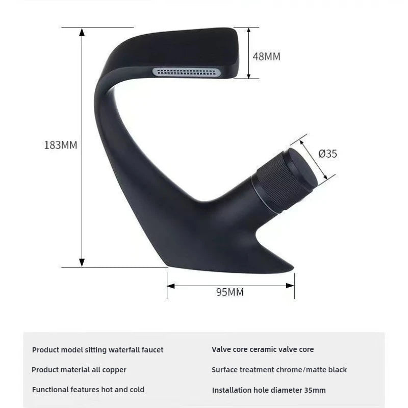 Waterfall faucet Stainless steel hot and cold water faucet G1/2 (20 mm) thread Wash basin faucet High-end art - https://mohammadcollection.com