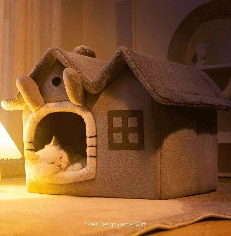 Foldable 3kg puppy house and small dog kennel bed from MC THE BLACK DIAMOND, featuring a cozy, foldable cat condo style house.