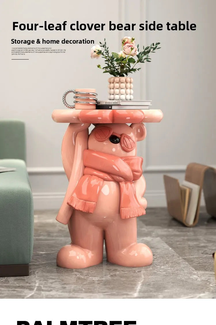 Nordic Style Living Room Small Coffee Table Creative Cartoon Bear Sofa Side Table Kawaii Room Decor Bedside Table Storage Rack - 𝕄𝕮 𝕋𝕙𝕖 𝔹𝕝𝕒𝕔𝕜 𝔻𝕚𝕒𝕞𝕠𝕟𝕕