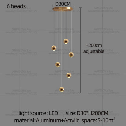 MC Modern LED Staircase Pendant Light Hanging Living Room