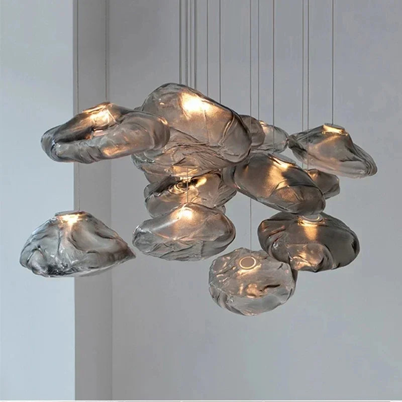 Modern Cloud Design Smoky Grey Glass Pendant Light  Art Hanging Lamp Decorative Blown Glass Pendant Lamp Restaurant Chandelier - https://mohammadcollection.com