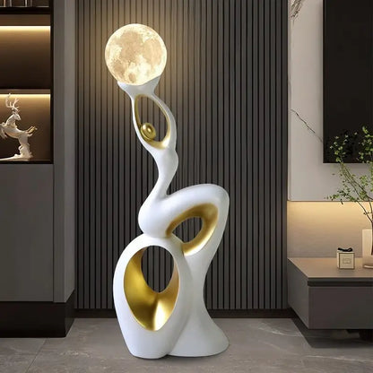 Home Decor Sculpture Figurines Decoration Accessories Dancing Life Moon Lantern Landing Ornament Living Room Resin Animal Statue - https://mohammadcollection.com