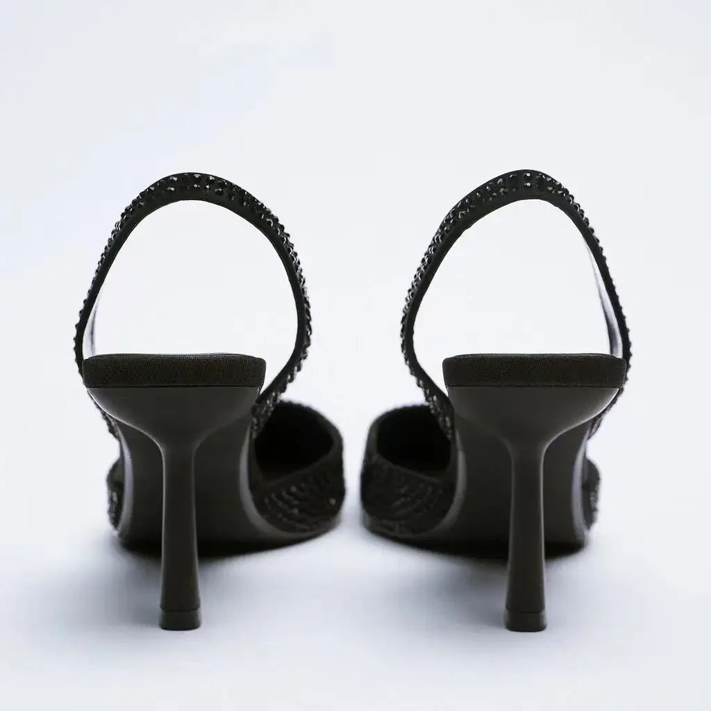 Women's fashion crystal buckle slingback high heels by 𝕄𝕮 𝕋𝕙𝕖 𝔹𝕝𝕒𝕔𝕜 𝔻𝕚𝕒𝕞𝕠�