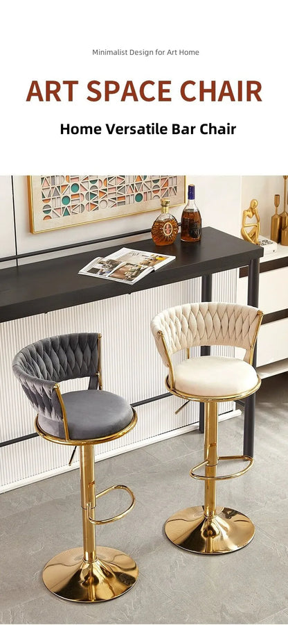 Rotating Lifting Bar Chair, High Foot Stool, Nordic Furniture, Backrest, Velvet Bar Stool, Bar Stools For Kitchen, Counter Stool - 𝕄𝕮 𝕋𝕙𝕖 𝔹𝕝𝕒𝕔𝕜 𝔻𝕚𝕒𝕞𝕠𝕟𝕕