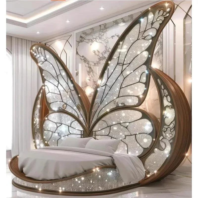 Princess  Butterfly Bed Villa Solid wood 2m bed 15 high French luxury bed bedroom custom - https://mohammadcollection.com