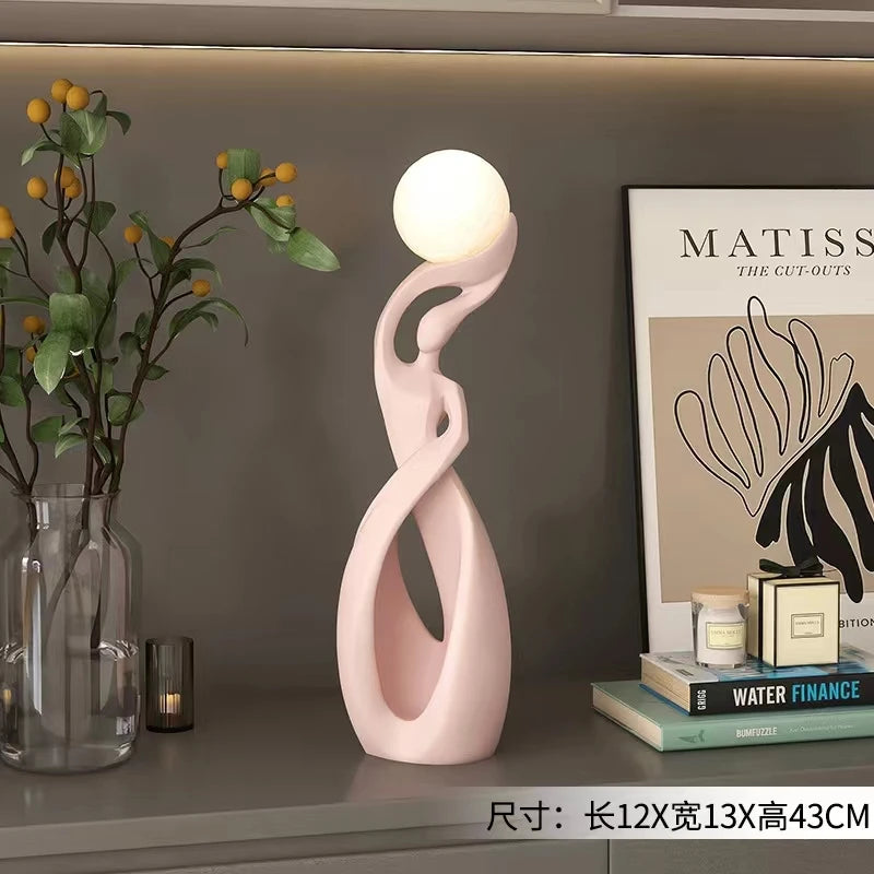 Large abstract luminous sculpture by MC The Black Diamond, Nordic-style home decor statue for living room and interior decoration.