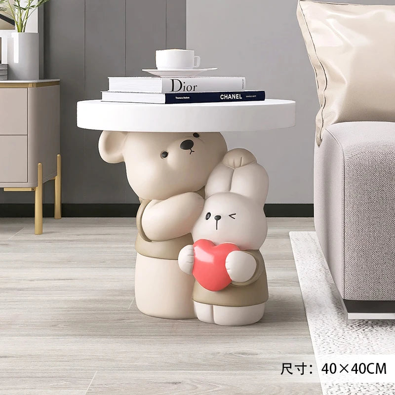 Cream Style Home Decor Parent-child Bear Statue Coffee Table Creative Livingroom Sofa Side Table Bedroom Bedside Table Furniture - 𝕄𝕮 𝕋𝕙𝕖 𝔹𝕝𝕒𝕔𝕜 𝔻𝕚𝕒𝕞𝕠𝕟𝕕