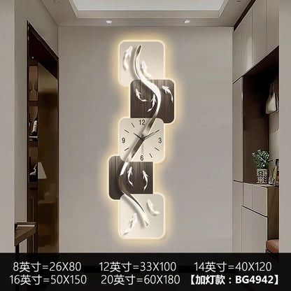 Modern Home Wall Decor Nine Fish Picture Wall Clock Living Room Corridor Mute Clock Painting Advanced Art LED Luminescent Mural - https://mohammadcollection.com