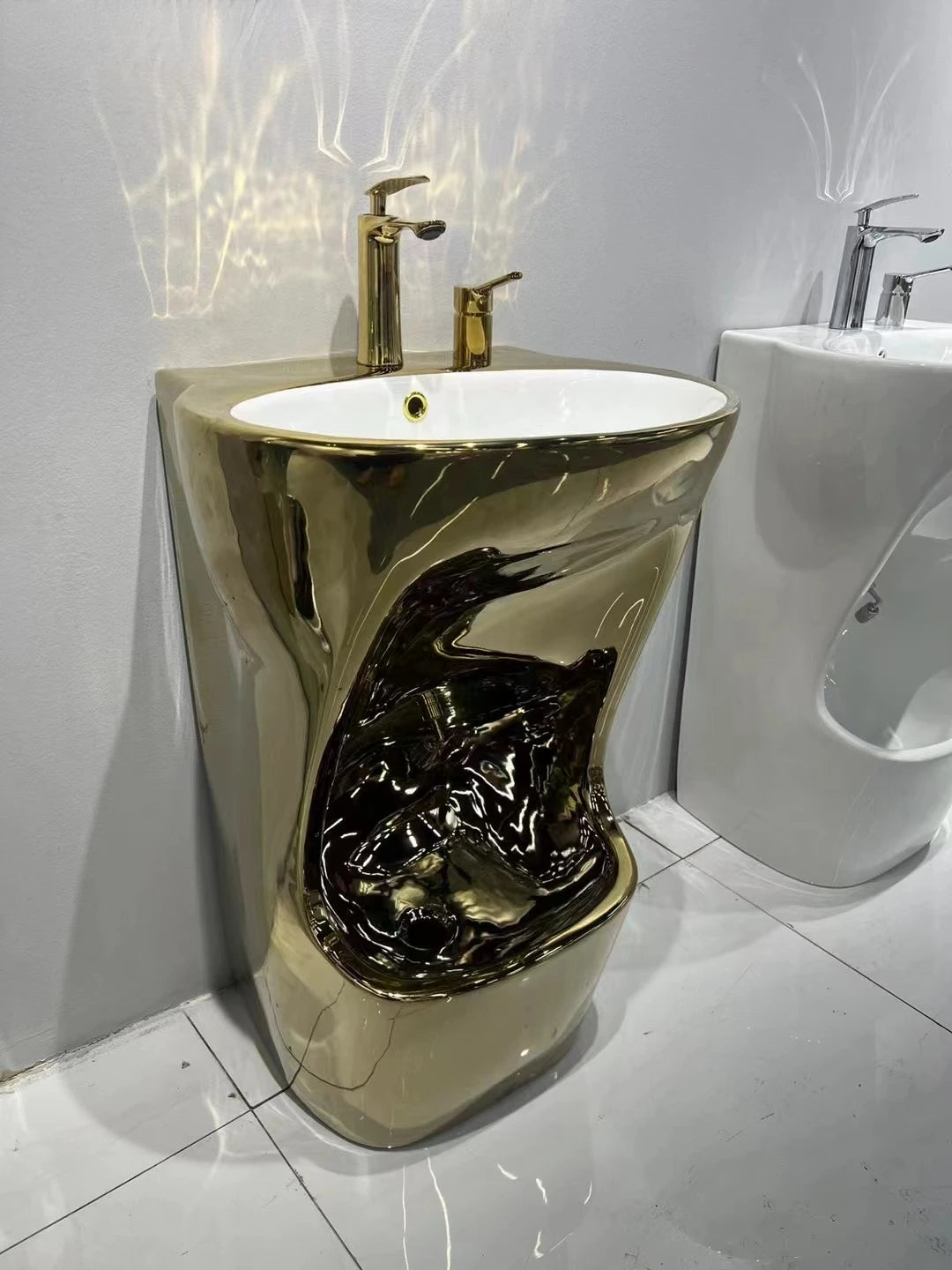 modern high-gloss veneer square ceramic foot basin export non-slip
