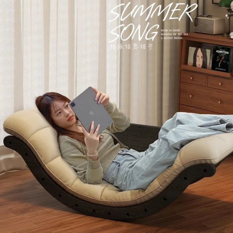Simple Casual Rocking Chair Single Solid Wood Sofa Balcony Recliner Home Decor Living Room Retro Design Furniture Chaise Lounge - https://mohammadcollection.com