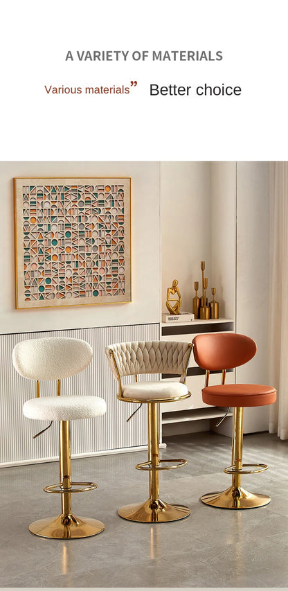 Rotating Lifting Bar Chair, High Foot Stool, Nordic Furniture, Backrest, Velvet Bar Stool, Bar Stools For Kitchen, Counter Stool - 𝕄𝕮 𝕋𝕙𝕖 𝔹𝕝𝕒𝕔𝕜 𝔻𝕚𝕒𝕞𝕠𝕟𝕕