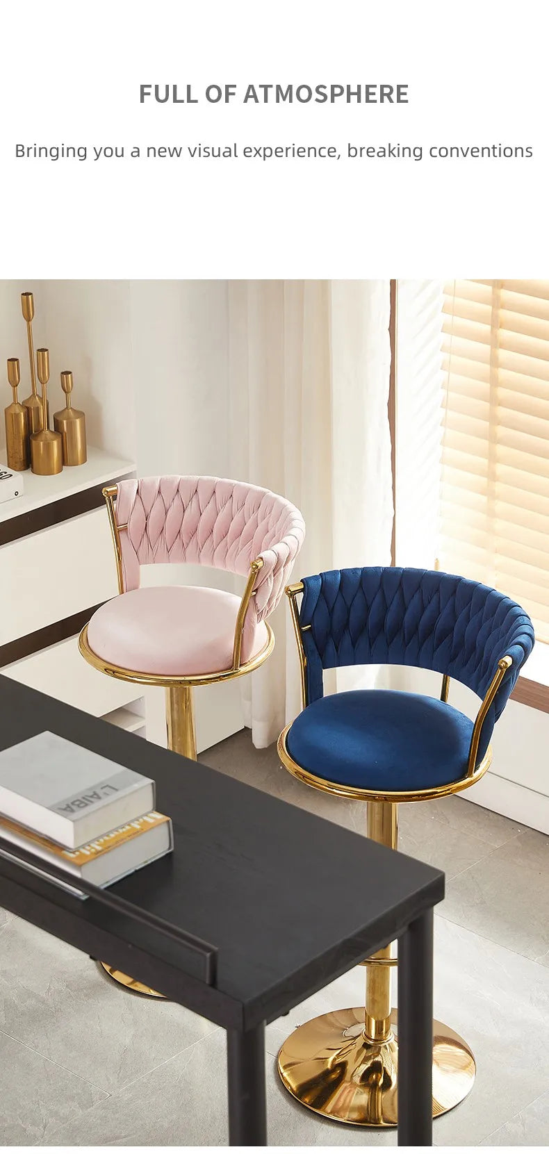 Rotating Lifting Bar Chair, High Foot Stool, Nordic Furniture, Backrest, Velvet Bar Stool, Bar Stools For Kitchen, Counter Stool - 𝕄𝕮 𝕋𝕙𝕖 𝔹𝕝𝕒𝕔𝕜 𝔻𝕚𝕒𝕞𝕠𝕟𝕕