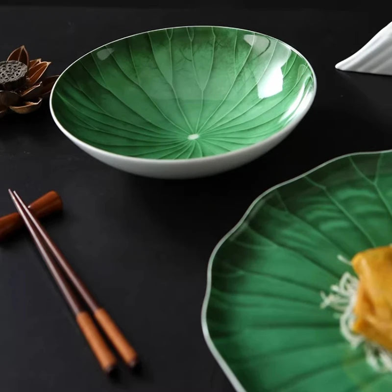 Unique Green Lotus Leaf Plate H