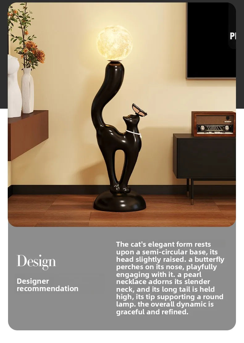 Creative Cat Statue Floor Decoration Nordic Retro Home Soft Decor Living Room Sofa Bedroom Bedside Atmosphere Luminous Ornament - 𝕄𝕮 𝕋𝕙𝕖 𝔹𝕝𝕒𝕔𝕜 𝔻𝕚𝕒𝕞𝕠𝕟𝕕
