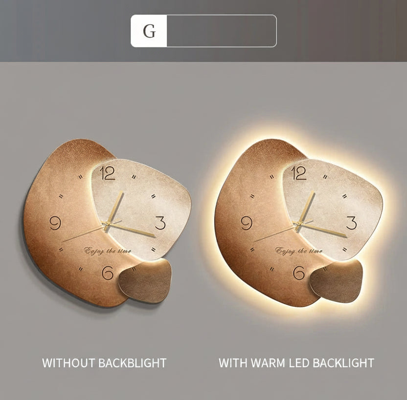 Wall clock with stone hanging decoration and digital clock display by MC THE BLACK DIAMOND, featuring artistic wall art design.