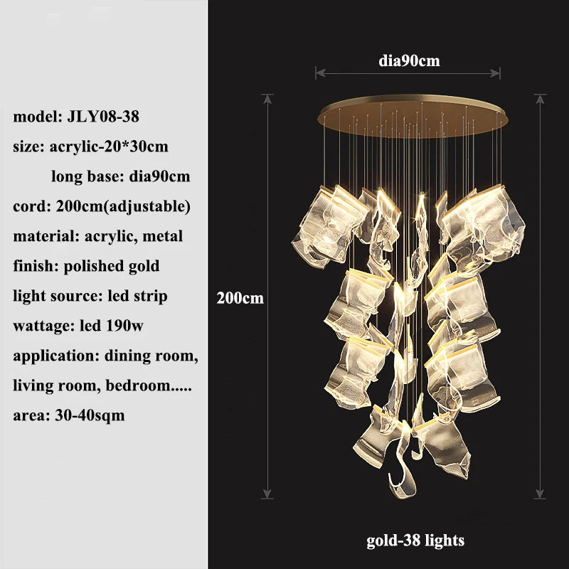 Modern MC THE BLACK DIAMOND LED chandelier lighting fixture with sleek design, ideal for living and dining room decor.
