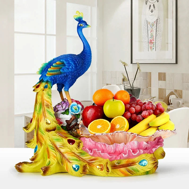 European Style Peacock Fruit Candy Plate Home Living Room Dim Sum Dry Fruit Plate Desktop Creative Storage Decoration Snack Tray - https://mohammadcollection.com