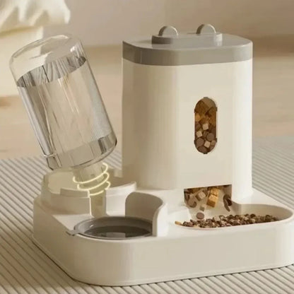 Automatic pet feeder and water fountain by MC THE BLACK DIAMOND, large capacity dog and cat food dispenser with storage.