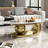 Modern Oval Stone Coffee Table with Abstract Gold Metal Base - Perfect  for Stylish Living Rooms-Gold,51"Lx28Wx16.5H - https://mohammadcollection.com