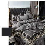 European ice rayon bed skirt from MC THE BLACK DIAMOND bedding set, showcasing a stylish and elegant home decor piece for bedrooms.