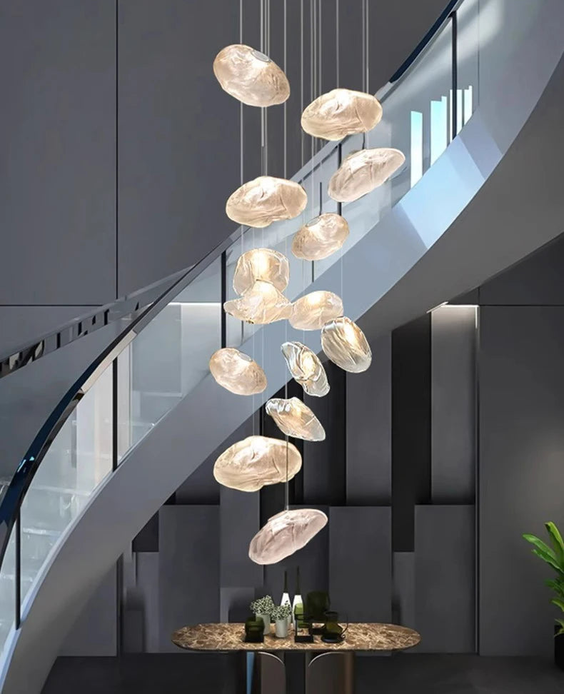 MC THE BLACK DIAMOND Nordic pendant light with modern stair chandelier design for living room and bedroom decor.