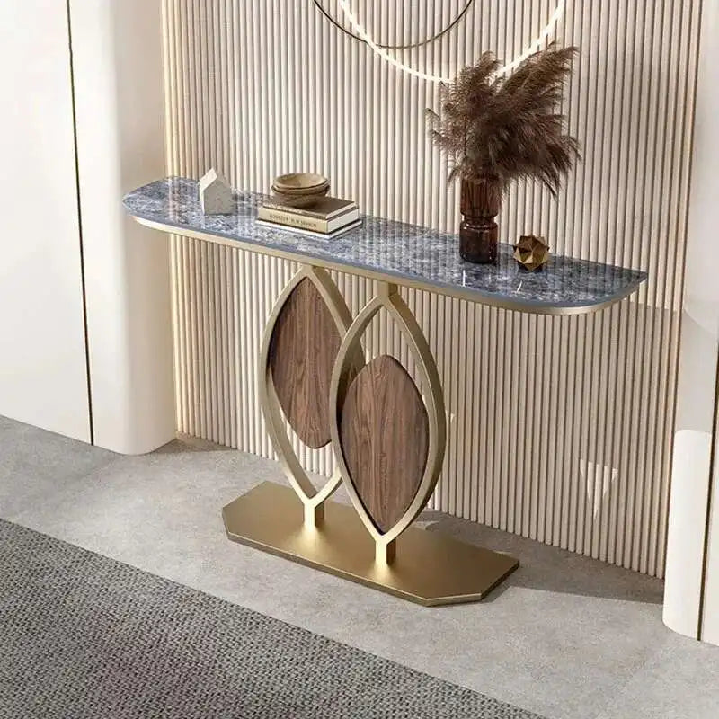 Luxury Slate Creative Console Tables Hallway Entrance Table for Italian Living Room Furniture Wall Semi-circular Porch Cabinet L - https://mohammadcollection.com