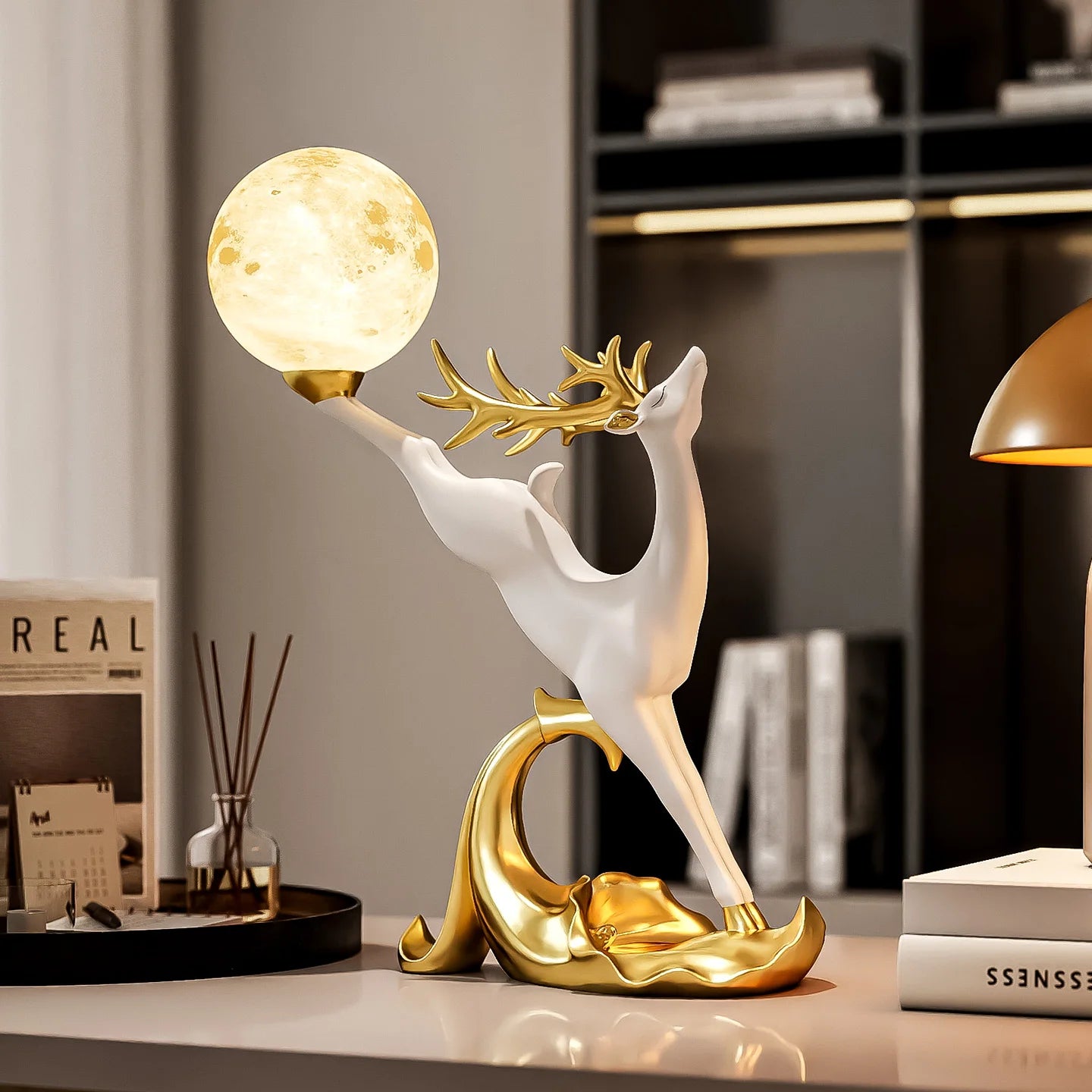 Nordic Luxury Home Decor Deer Figurine Ornament Living Room TV Cabinet Wine Cabinet Office Desk Decoration Housewarming Gift - 𝕄𝕮 𝕋𝕙𝕖 𝔹𝕝𝕒𝕔𝕜 𝔻𝕚𝕒𝕞𝕠𝕟𝕕