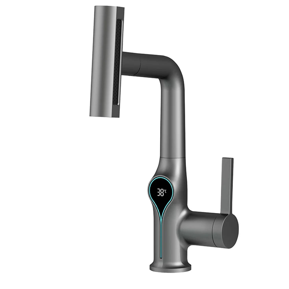 Waterfall basin faucet with digital temperature display and stream sprayer, hot and cold water mixer for bathroom sinks by 𝕄𝕮 𝕋𝕙𝕖 𝔹𝕝𝕒𝕔𝕜 𝔻�