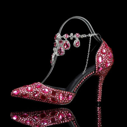 Bling Luxury Handmade Full Rhinestones Women Pumps Fashion Diamonds Crystal Pendant Banquet High heels Party Prom Wedding Shoes - https://mohammadcollection.com