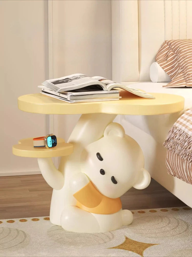 Cartoon Bear Statue Sofa Side Table Living Room Coffee Table Kawaii Room Decor Furniture Children&