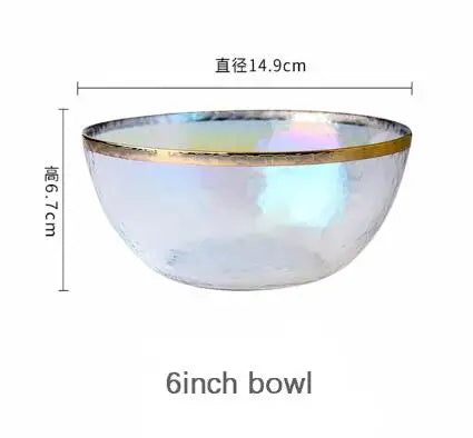 Thick rainbow glass dinner plate with gold inlay, featuring a vibrant salad or fruit display, by 𝕄𝕔 𝕋𝕙𝕖 𝔹𝕝𝕒𝕔𝕜 𝔻𝕚