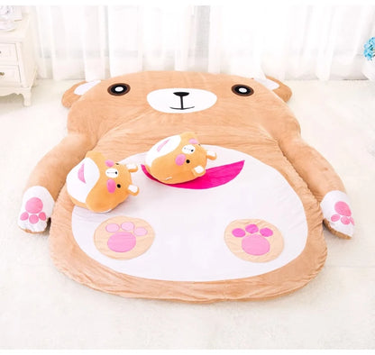 Cute cartoon brown bear sofa bed by MC THE BLACK DIAMOND, soft mattress futon for adults, perfect for tatami floor lounging.