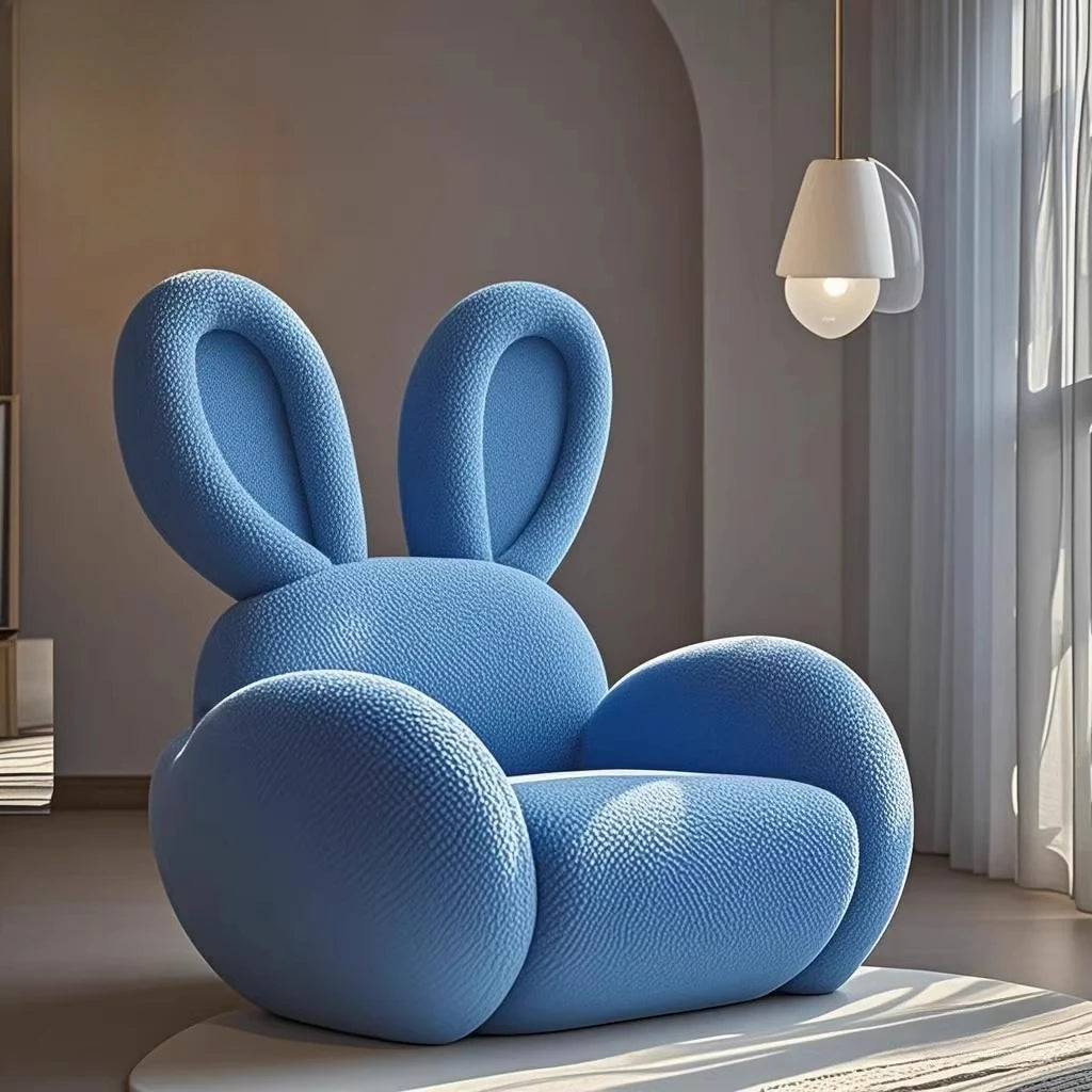 Cream Wind Creative Rabbit Fabric Sofas Living Room Single Sofa Furniture Couch Armchair White Pink Grey 1 Person Sofa luxury - https://mohammadcollection.com