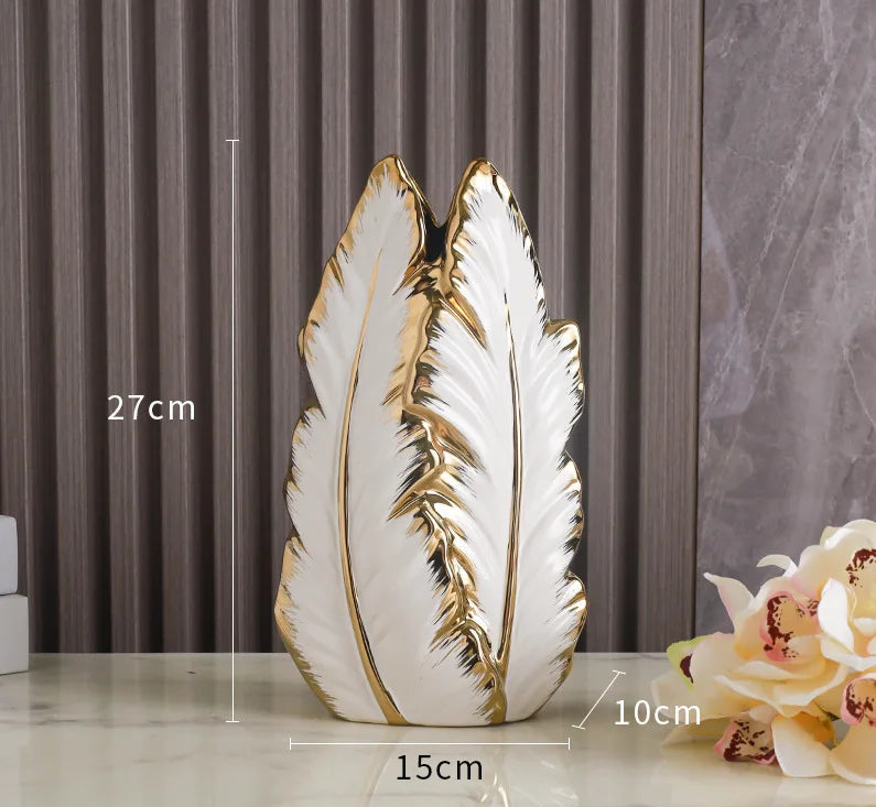Nordic light luxury gold painted ceramic vase by MC THE BLACK DIAMOND, elegant home decor for living room or porch display.