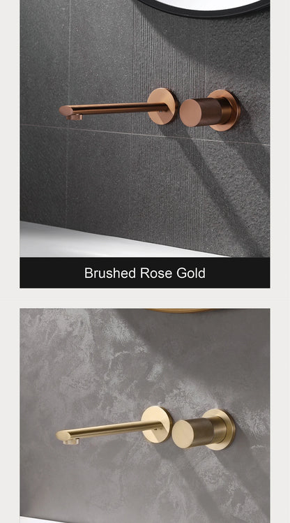 Luxruy Rose Gold Brass Wall-Embedded Bathroom Faucet.2hole Single Handle Adjustable water pressure and Hot&amp;Cold Water Hidden Tap