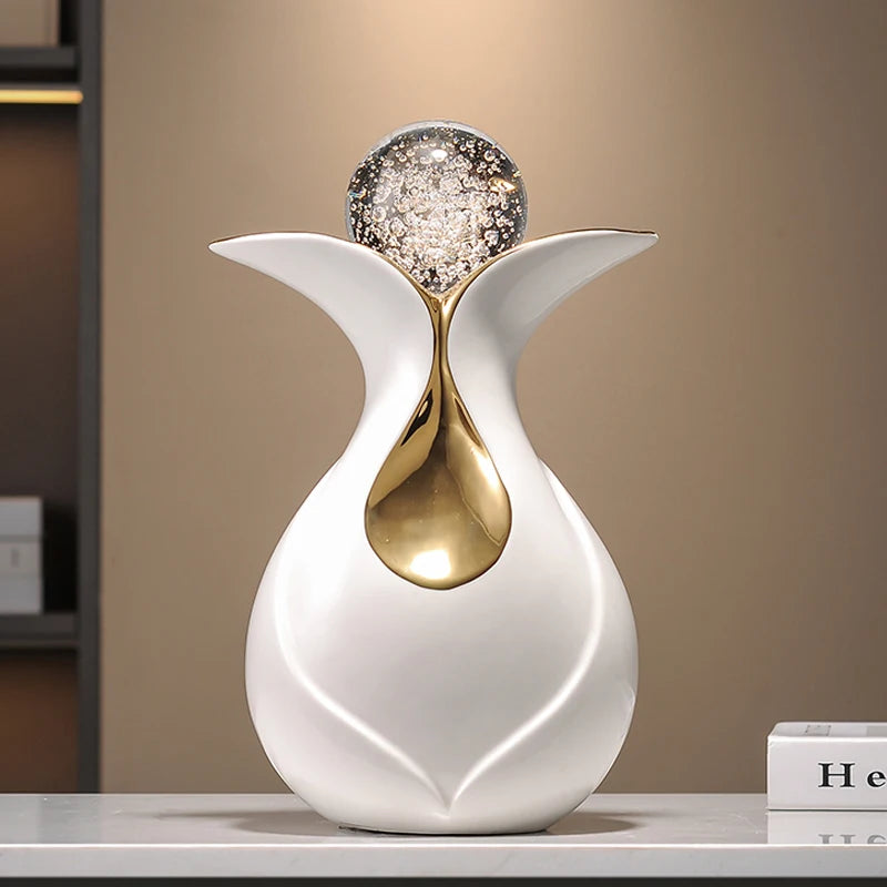 Modern Art Ceramic Ornaments Crystal Ball Feng Shui Home Decor Living Room Wine Cabinet TV Cabinet Office Decorative Figurines - 𝕄𝕮 𝕋𝕙𝕖 𝔹𝕝𝕒𝕔𝕜 𝔻𝕚𝕒𝕞𝕠𝕟𝕕