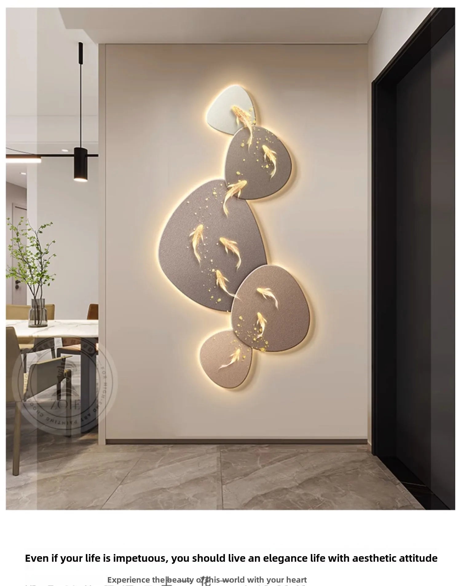 Home Art Decor Nine Fish Map Lamp painting Light Luxury Corridor Aisle Wall Decoration Luminous Murals High-end Hanging Painting - 𝕄𝕮 𝕋𝕙𝕖 𝔹𝕝𝕒𝕔𝕜 𝔻𝕚𝕒𝕞𝕠𝕟𝕕