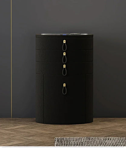 Modern makeup vanity with mirror, storage drawers, and stool by MC THE BLACK DIAMOND, featuring sleek hotel-style dressing table furniture.