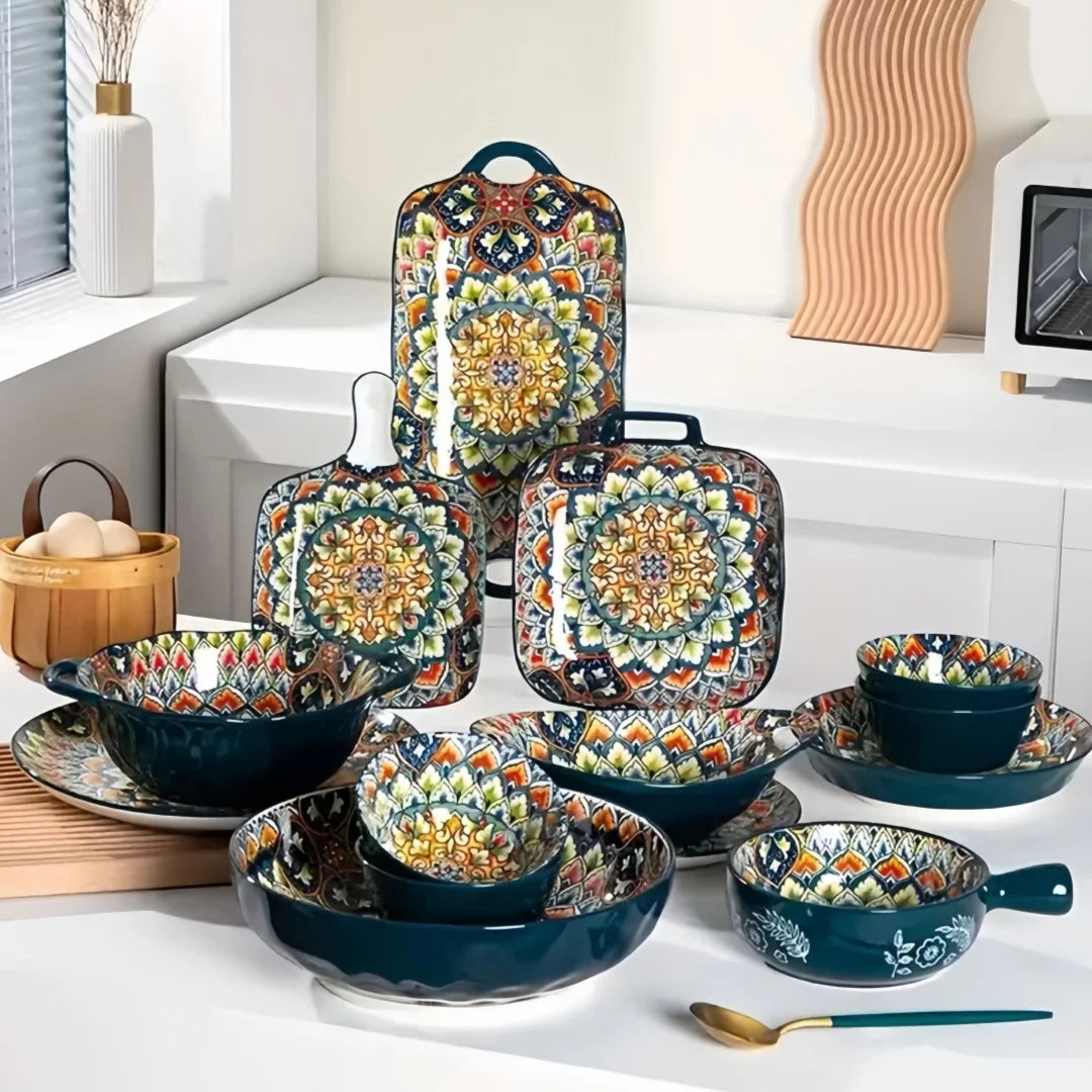 MC Bohemian ceramic plate 7-piece set
