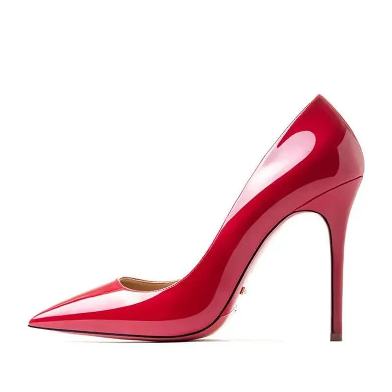 Plus size red women's pumps with pointed toes, rubber soles, high heels, suitable for dressy occasions, by 𝕄𝕔 𝕋𝕙𝕖 𝔹𝕝𝕒𝕔𝕜 𝔻�