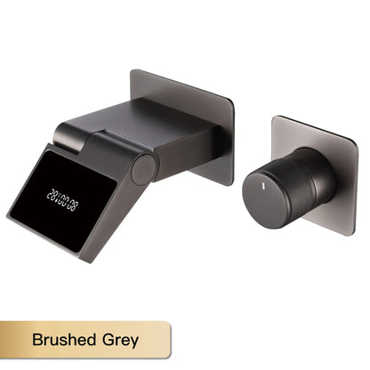 Intelligent black brass bathroom faucet with LED digital display design Hidden single handle cold &amp; hot 2 control wash basin Tap - https://mohammadcollection.com