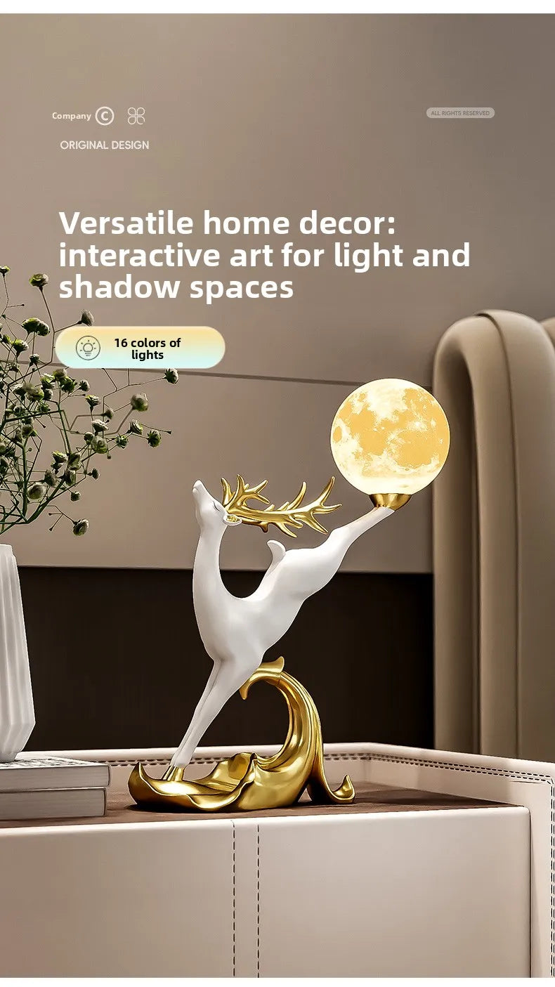 Nordic Luxury Home Decor Deer Figurine Ornament Living Room TV Cabinet Wine Cabinet Office Desk Decoration Housewarming Gift - 𝕄𝕮 𝕋𝕙𝕖 𝔹𝕝𝕒𝕔𝕜 𝔻𝕚𝕒𝕞𝕠𝕟𝕕