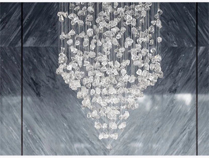 Black Art Luxury Stone Crystal Chandelier For Staircase Hallway Lobby Modern Cristal LED Hanging Lamp Home Indoor Light Fixtures