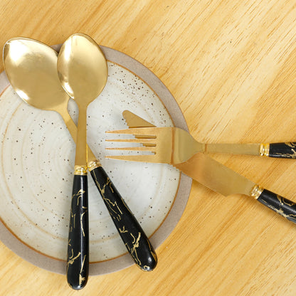 Stainless steel 24-piece tableware set with holder, includes forks, knives, and spoons, mirror polished by 𝕄𝕮 𝕋𝕙𝕖 𝔹𝕝𝕒𝕔𝕜