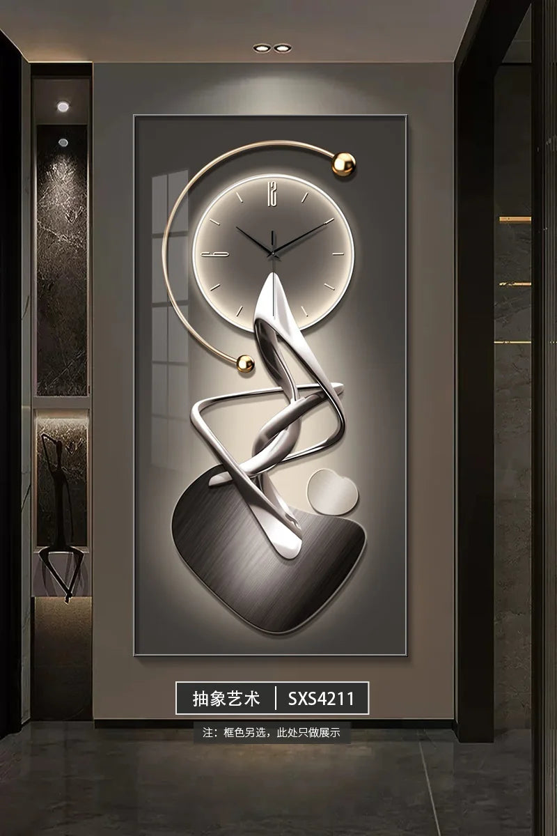 Modern Design Wall Clock Living Room Entrance Corridor Wall Decor Mute Digital Clock Large Abstract Hanging Painting Wall Watch - 𝕄𝕮 𝕋𝕙𝕖 𝔹𝕝𝕒𝕔𝕜 𝔻𝕚𝕒𝕞𝕠𝕟𝕕